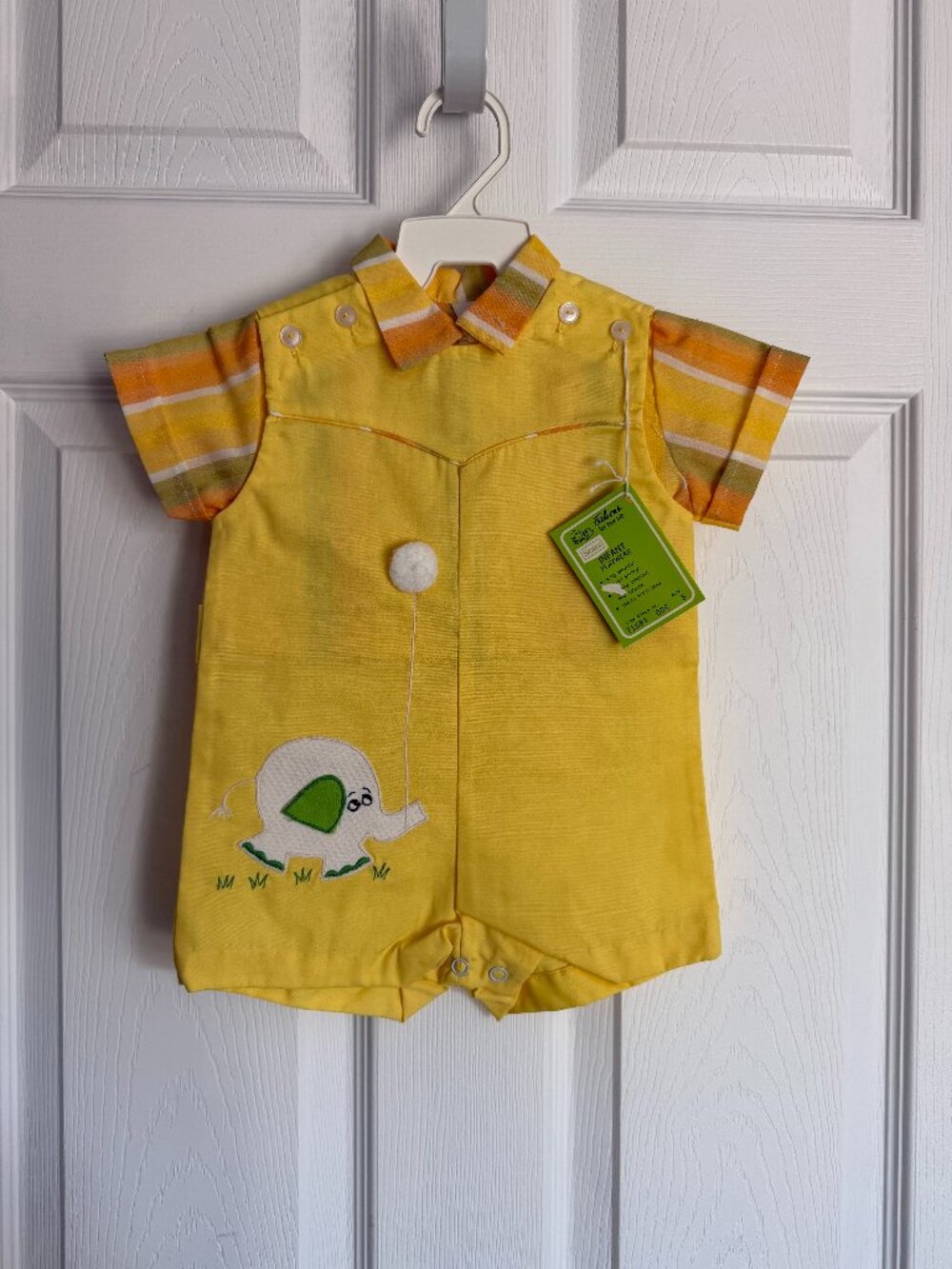Vintage Sears Tiny Tots 6-9M Elephant 2 Piece Baby Outfit